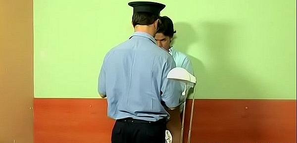  Prisoner twink Lorenzo fucks anally horny officer Bruno